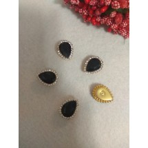 Стразы пришивные в золотой оправе 14*18 мм "Капля" , черный, цена за 1 шт
